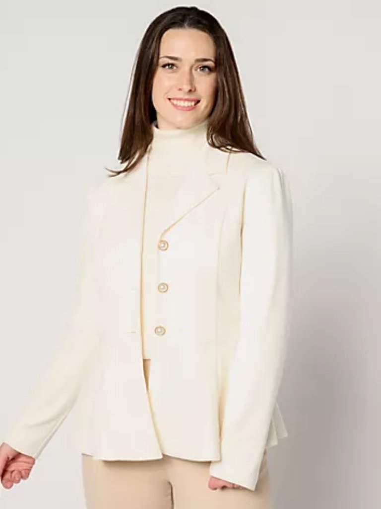 Studio Park X Jane Treacy Knit Peplum Jacket, Ivory Sz L A665331
